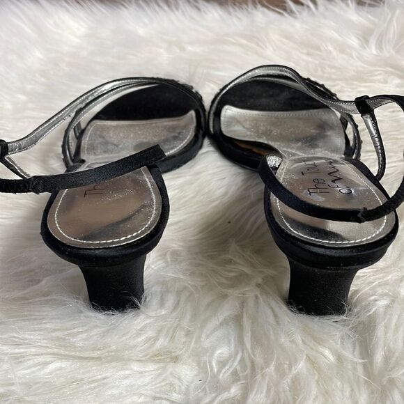 Nina The Touch, Ladies Rhinestone Open Toe Strappy Heels, Size 6M, Black - Picture 4 of 7